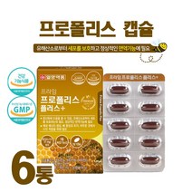 프로폴리스 캡슐 프로폴리스 7종 복합기능성 항산화 영양제 추천 온가족 식약청 인증 항산화제 플라보노이드 비타민A D E 아연 면역기능 알약, 캡슐형태 6개