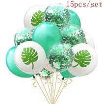 인공 열대 야자수 잎 하와이 루아 파티 알로하 여름 정글 테마 파티 장식 웨딩 생일 홈 테이블 장식, 15pcs Balloon 2