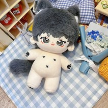 솜인형제작 인형 아이돌 아이돌솜 솜인형옷 무속성솜 20cm 플러시 코튼 인형 돌 박제 슈퍼 스타 피규어 인형 없음 속성 지방 바디 야옹 인형은 옷 컬렉션 선물 변경할 수, 회색, 해골없이