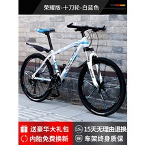 저렴한 MTB 산악자전거 입문용 학생용 성인용 24인치 26인치 27.5인치, 27단, 글로리 스틸 프레임 텐 나이프 화이트 블루