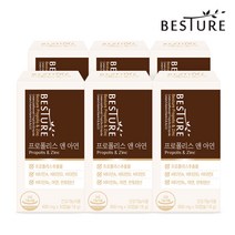 베스처 항산화 면역 7중 복합기능성 프로폴리스 앤 아연 폴라보노이드 17mg 최대치 6종 비타민 미네랄, 600mg, 6박스
