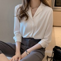 체인지쉬 (change she) 여성 무지 정장 오피스룩 긴팔 블라우스