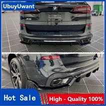 리어 범퍼 디퓨저 립 bmw 호환 G05 X5 M 스포츠 - 용 광택 블랙 자동차 하부 바디 키트 배기 가드 스플리터 스포일러 플레이트, [02] Carbon fiber patter