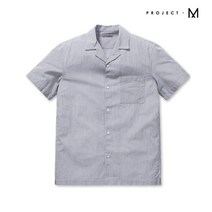 [프로젝트엠] 남성 시어서커 스트라이프 오픈카라 반팔 셔츠_EPA2WC1387