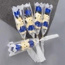 졸업식비누꽃다발 인형 사탕 led 꽃다발 10/20pc 곰 장미 비누 꽃 생일 발렌타인 데이 부케 소녀 선물 파티, 02 02 blue_02 20pcs