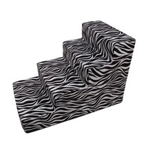 8DECO 강아지계단(스펀지포함) 펫스텝, 극세사 지브라 블랙