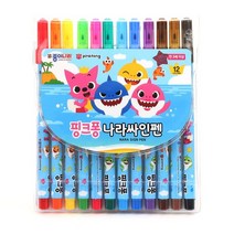 종이나라 핑크퐁 상어가족 나라싸인펜 12색 1세트_핑크퐁사인펜