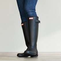 헌터 여성 폴더블 롱 레인부츠 블랙
