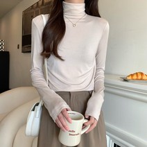 넷투넷코리아 여성 목폴라 니트 데일리 심플 기본 레이어드 상의