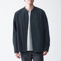무인양품 MUJI 남성 워싱 옥스포드 스탠드 오픈 칼라 셔츠 ACA08A1S