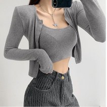 여 봄여름 숏나시+가디건 투피스 날씬해보이는 슬림나시 가디건세트