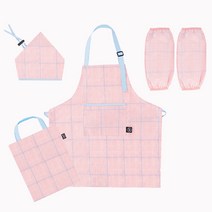파스텔 모네 앞치마+가방+두건+팔토시 세트 여아
