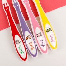 미소덴탈 네임칫솔 유아 어린이 아동칫솔 치과 이름 유치원 어린이집 초등학교칫솔, 02)여아동물(24개월-6세)벌크형, 8개
