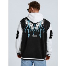 Extended Sizes 남성 슬로건 날개 프린트 투 컬러 스쿨 재킷 후드티 미포함 371480