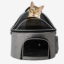 더배라 고양이 강아지 돔형 허리펴고 위로열림 오픈형 이동가방, 블랙