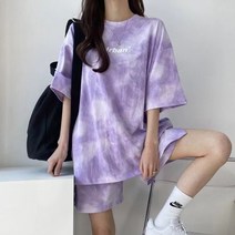 스타일아유 여자 그라데이션 오버핏 반팔 티셔츠 와이드 밴딩 반바지 트레이닝 세트 홈웨어 운동복 추리닝 편안한 데일리룩