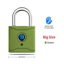 더 큰 블루투스 스마트 자물쇠 지문 잠금 장치 TTlock 앱 포함, 협력사, 블랙 그린