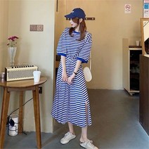 오노마 오노마 ONM 여름 라운드 단가라 5부 루즈핏 트임 롱원피스 2컬러 (9088321)