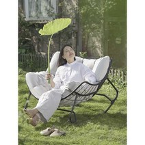 흔들의자 안락의자 레저 소파 발코니 소파 의자 홈 거실 야외 흔들 의자, (오렌지)흔들의자 + 발받침