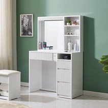 [달콤디자인] 유니크 침실 수납 서랍 템바보드 LED 수납거울 화장대 900 /착불, 화이트/그레이