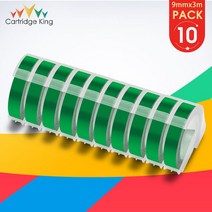 10PK Dymo 3D 엠보싱 테이프 Dymo 9mm 라벨 테이프 Motex 프린터와 호환 가능 Dymo 12965 E101 1540 1610 1, 20 10PK Green