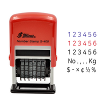 에스엠프린팅 자동스탬프 S-409 (6단 4x26mm) 샤이니 숫자 넘버링 자동 회전 스탬프, 적색잉크