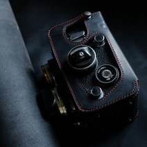 롤라이플렉스용 핸드메이드 소가죽 케이스 rolleiflex3.5f 2.8f 소량재고, 블랙 글로시 소프트 베지터블 태닝, 1개