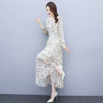 원피스 봄 2022 허리보정 보여 슬림 쉬폰 롱 타입 스윙 페미닌 발목까지 올라오다