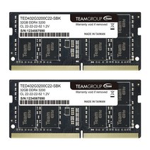 팀그룹 TEAMGROUP 엘리트 DDR4 64GB (2 x 32GB) 3200 CL22 USODIMM 컴퓨터 메모리 모듈 RAM (TED464G3200C22DCS01) 128068, 64GB Kit (2x32GB)