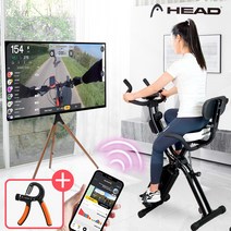 HEAD 블루투스내장 즈위프트 키노맵연동 접이식 실내자전거+악력기세트, 실내자전거_블랙+악력기