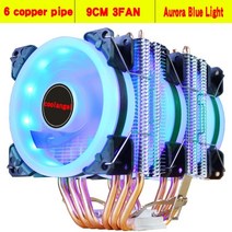 cpu 6 히트파이프 rgb 쿨러 라디에이터 사일런트 pwm 4pin 130w for intel lga 1150 1151 1155 1200 1366 2011 x79 x99, 3팬, 2-4핀(LGA x79 x99)