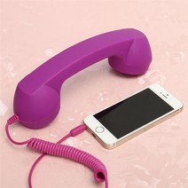 수화기 전화기 핸드폰전화기 레트로 송수화기 3.5mm 클래식 전화 핸드셋 미니 마이크 스피커 전화 수신기 아이폰 samsung huawei 58, 자주색