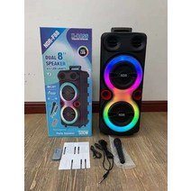 휴대용 스피커Kinglucky 새로운 partybox 300 스피커 실행 더블 8 인치 RGB 라이트 레버 블루투스 마이크, 검은색