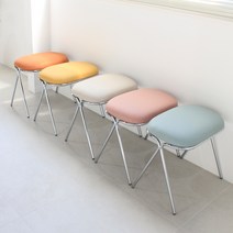 인블루가구 메탈스툴 인조가죽 스틸 파스텔 보조 화장대 의자, 민트