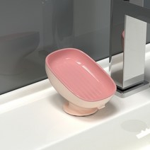 그릇장식장 흡입 컵 비누 상자 천공 무료 화장실 비누 랙 욕실 크리 에이 티브 더블 레이어 비누 스토리지, 02 A Pink