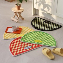 레트로 체커보드 논슬립 반달 발매트 4color 욕실 현관 주방 매트 미니 러그, 레드
