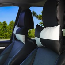 실리즈 차량용 목쿠션 100% 실리콘 코팅 원단 - 스퀘어 디자인, 블랙+화이트