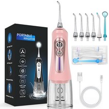 NBGRLVS 치아 세척을 위한 워터 덴탈 피크 6가지 모드 팁 및 보관 케이스 플로서 무선 320ML IPX 7 방수 충전식 휴대용 전기 치실 여행용 가정용 핑크 USA 미국