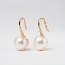 18k 도금 진주 귀걸이 담수 원형 진주 피어싱