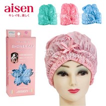 일제 AISEN 셔링 사우나 헤어캡 (방수 샤워캡 트리트먼트 염색 목욕캡), 민트0003