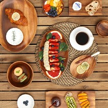 통원목 우드 플레이트 나무 그릇 모음, 02.우드조약돌접시, 1개