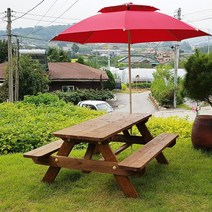 (테이블공장) 야외테이블 방부목 테이블 파라솔별매 6~8인용, 살구색