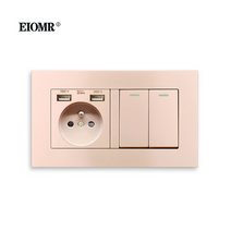 디자인 멀티탭 eiomr 프랑스어 표준 조명 스위치 벽 usb 포트 전기 콘센트 2 gang 1way2way 로커 스위치 16a 및, a1 골드 USB, 2 갱 1 방법