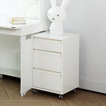 에보니아 [에보니아]스티브 이동식 3단 서랍장 [학생/사무용/책상서랍장], 서랍장 화이트
