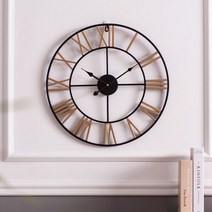 플라이토 로마 철제 무소음 인테리어 벽시계 50cm, 로마 철제 골드