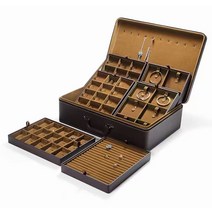 SANSREPONSE 쥬얼리 박스 대용량 액세서리 케이스 수납 박스 보석 상자 손잡이 부착 휴대용 비즈니스식 피어싱 목걸이 반지 두어