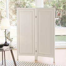 [천삼백케이] [투플레이스] 공간분리 원목 엘리아 2단 파티션 칸막이, 화이트