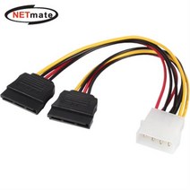 NETmate IDE(4핀) to SATAx2 전원 케이블/NMP-ST52/IDE 4핀 전원을 2개의 SATA전원으로 확장/파워서플라이