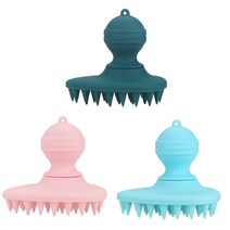 실리콘 강모 헤어 두피 마사지 샴푸 브러시 습식 건식 수동 헤드 마사지 빗 스크러버 엑스 폴리 에이 팅 비듬 제거 E74C, 03 Dark green, 보여진 바와 같이