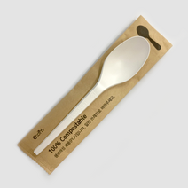 PLA 생분해 스푼 개별포장 (1봉 50개입/백색) 친환경 옥수수 옥수수전분